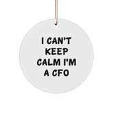 Funny CFO Christmas Unique Gifts from Men to Women - 'I Can't Keep Calm I'm A CFO' Circle Ornament, White - Image 1